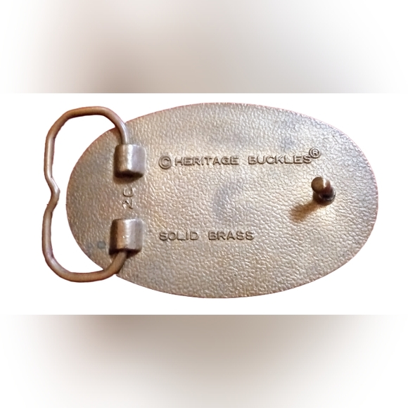 Vintage America's Bravest Fire Fighter Solid Brass Belt Buckle - Picture 2 of 2